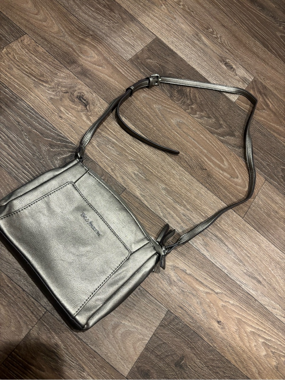 Enzo Angiolini Metallic Pewter Crossbody Bag